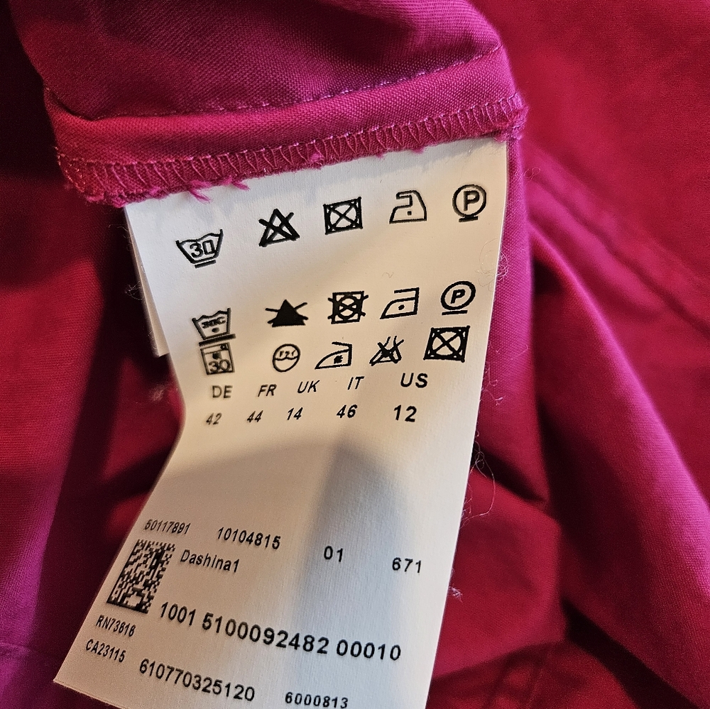 Hugo Boss Dashina Bright Pink Fuchsia Belted Long Sleeve Shirt Dress - Picture 4 of 8